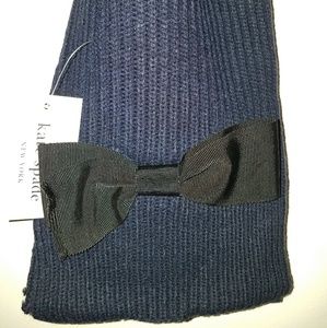 New Kate Spade Rib Knit Scarf with Grosgrain Bows